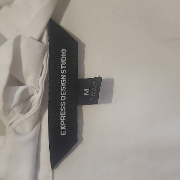 Express White Ruffled Button Down Shirt - Picture 2 of 5